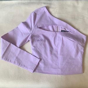 One-Shoulder Center Cut Out Crop Top